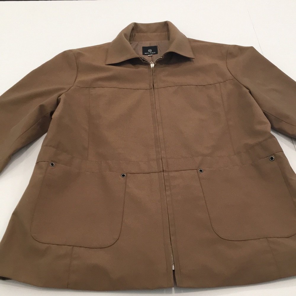 Lightweight Lined Zip Jacket. Tan. Pockets - image 1